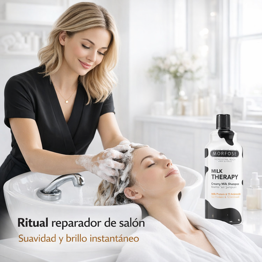 MORFOSE – Champú cremoso Milk Therapy con proteína de leche y 12 aminoácidos para cabello seco 1000 ml