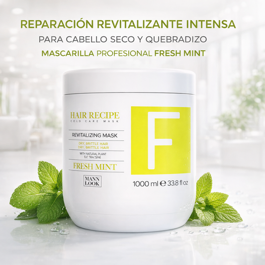 Maxy Look – Mascarilla Capilar Revitalizante con Menta para Cabello Seco y Quebradizo 1000ml