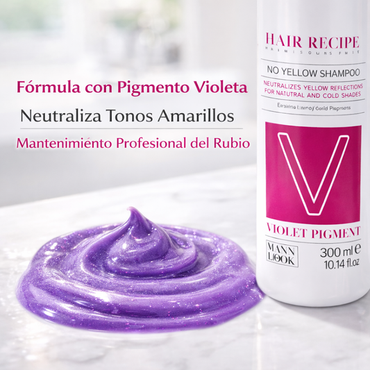 Maxy Look – Champú Antiamarillo con Pigmentos Violetas para Cabello Rubio o Decolorado 1000ml / 300ml