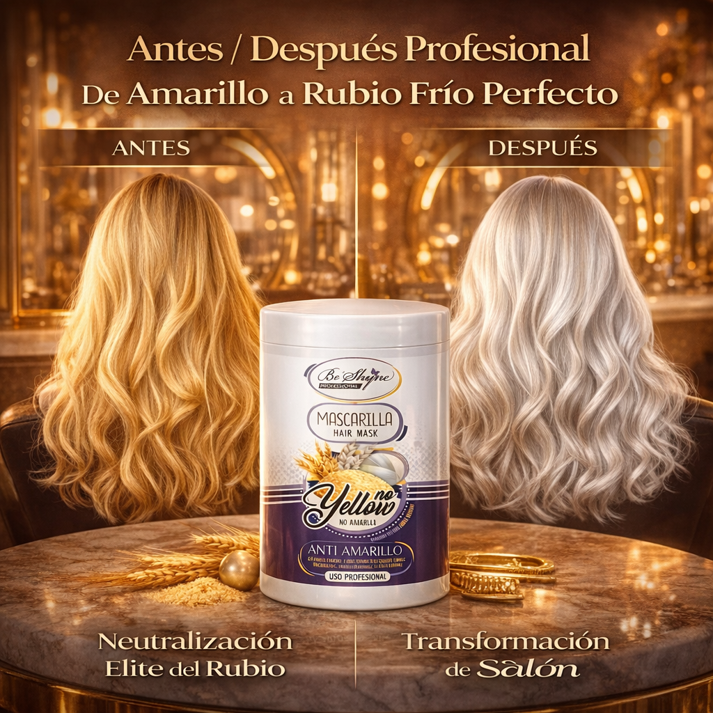 Be’Shyne® - Mascarilla Anti Yellow con Proteína de Trigo para Cabello Rubio 1L