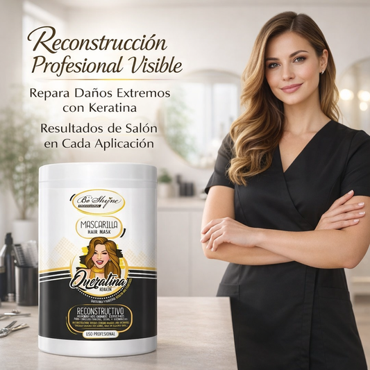 Be´Shyne® - Mascarilla Capilar Reconstructiva de Keratina para Cabello Dañado 1L