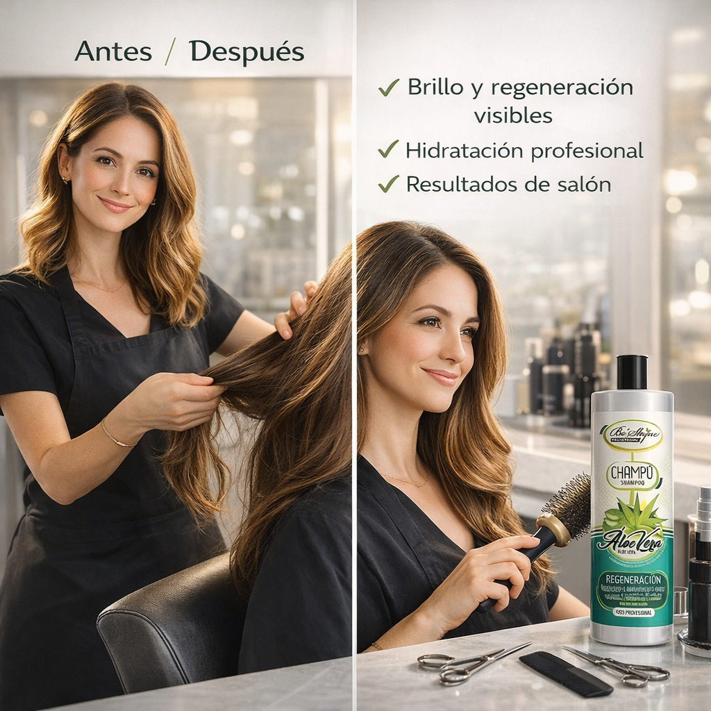 Be Shyne Professional – Champú Nutritivo con Aloe Vera para Hidratación y Brillo (1000 ml)