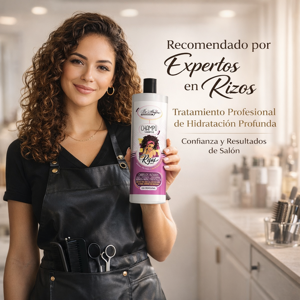 Be Shyne Professional – Champú para Rizos con Queratina y Pro Vitamina B5 (1000 ml)