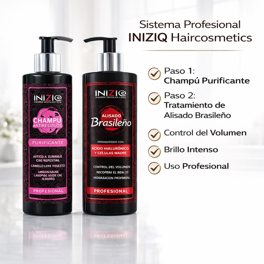 Pack Alisado Brasileño con Ácido Hialurónico y Células Madre + Champú Purificante 300 ml – Inizia Haircosmetics