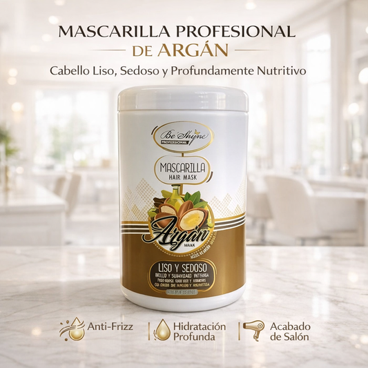 Be´Shyne® - Mascarilla de Argán Nutritiva y Reparadora para Cabello Seco o Dañado 1L