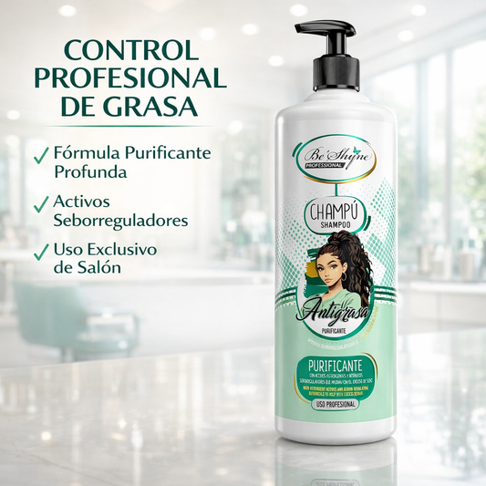Be’Shyne® – Champú Antigrasa Regulador para Cabello Graso 1L