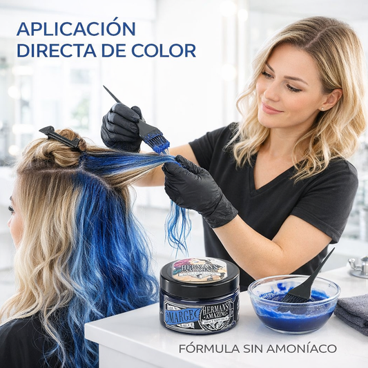 Herman’s Amazing – Mascarilla de color Marge Blue, tono azul temporal 125 ml