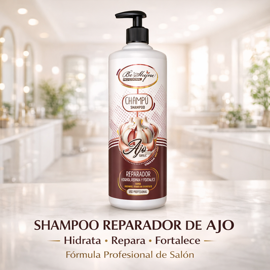 Be’Shyne® – Champú de Ajo Reparador con Queratina para Cabello Dañado 1L