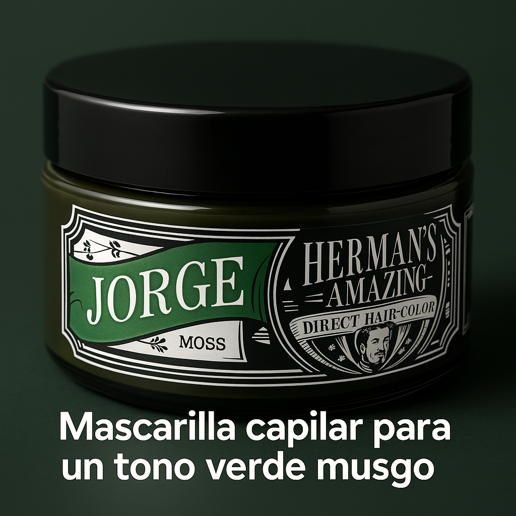 Herman’s Amazing – Mascarilla color Jorge Moss (verde musgo) hidratante, uso profesional y doméstico · 125 ml