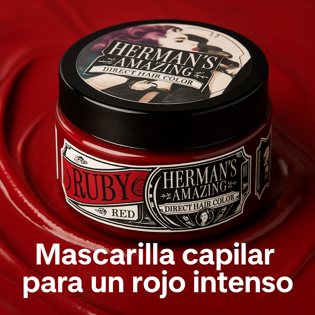 Herman’s Amazing – Mascarilla de color Ruby Red, rojo intenso para refrescar e intensificar 125 ml