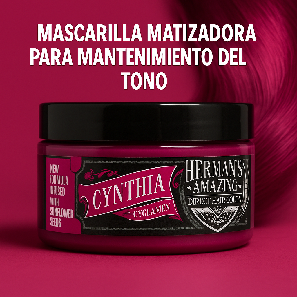 Herman’s Amazing – Mascarilla de color Cynthia Cyclamen para cabello 125ml