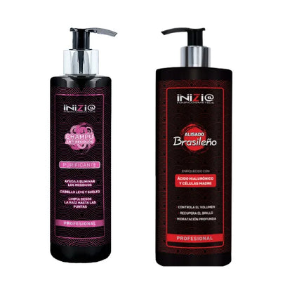 Pack Alisado Brasileño con Ácido Hialurónico y Células Madre + Champú Purificante 300 ml – Inizia Haircosmetics