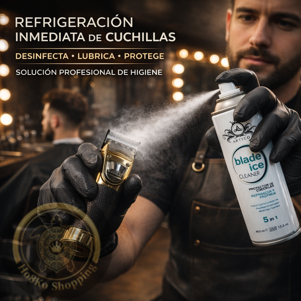 Artico MEN – Blade Ice Cleaner Spray 5 en 1 para Cuchillas de Barbería (Protege y Enfría)