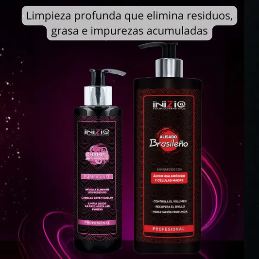 Pack Alisado Brasileño con Ácido Hialurónico y Células Madre + Champú Purificante 300 ml – Inizia Haircosmetics