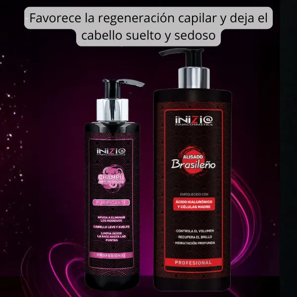 Pack Alisado Brasileño con Ácido Hialurónico y Células Madre + Champú Purificante 300 ml – Inizia Haircosmetics