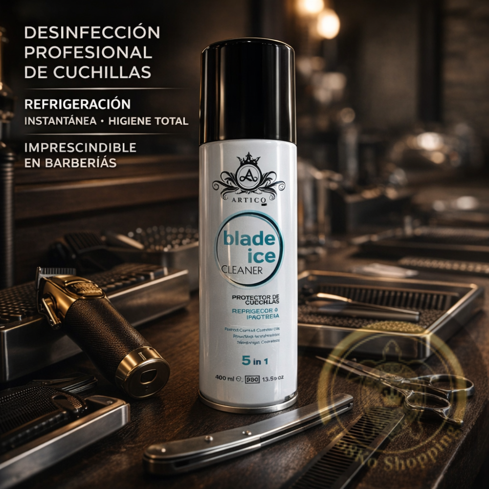 Artico MEN – Blade Ice Cleaner Spray 5 en 1 para Cuchillas de Barbería (Protege y Enfría)