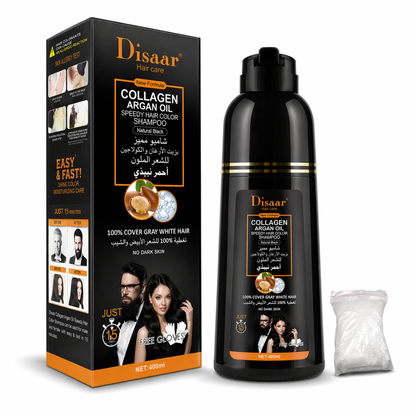 Disaar – Champú Colorante con Colágeno y Aceite de Argán para Cabello y Barba 400ml