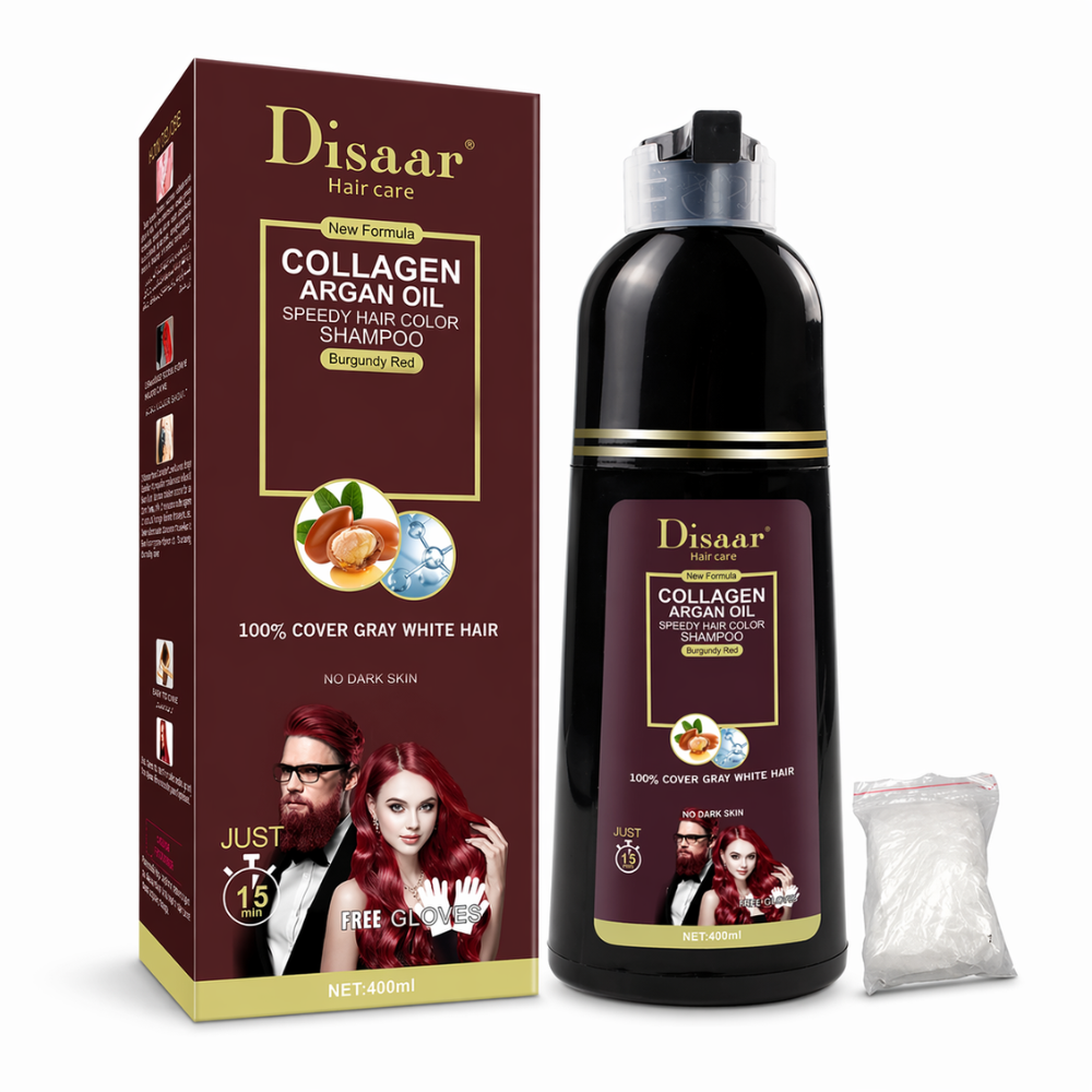 Disaar – Champú Colorante con Colágeno y Aceite de Argán para Cabello y Barba 400ml