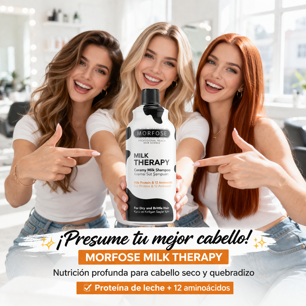 MORFOSE – Champú cremoso Milk Therapy con proteína de leche y 12 aminoácidos para cabello seco 1000 ml