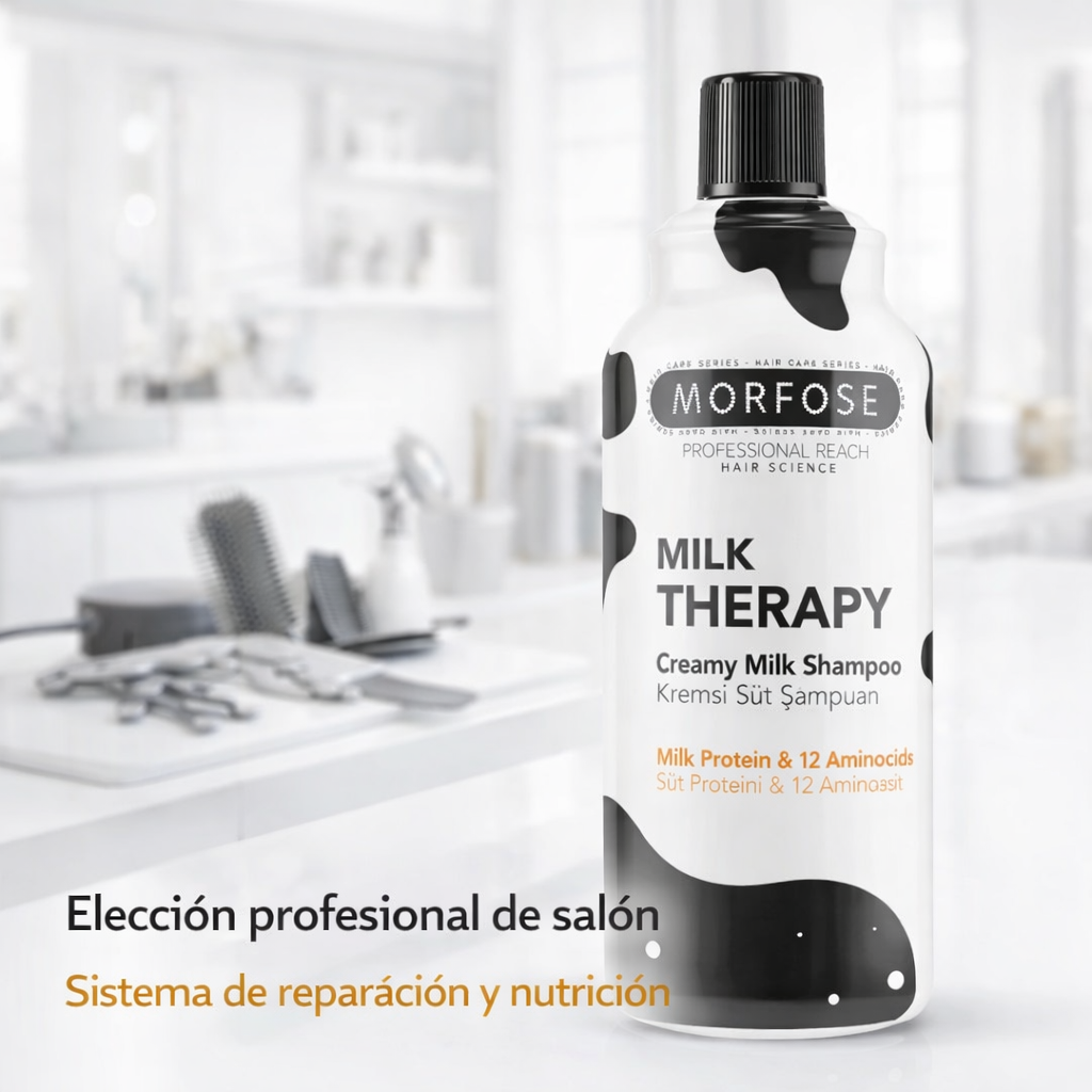 MORFOSE – Champú cremoso Milk Therapy con proteína de leche y 12 aminoácidos para cabello seco 1000 ml