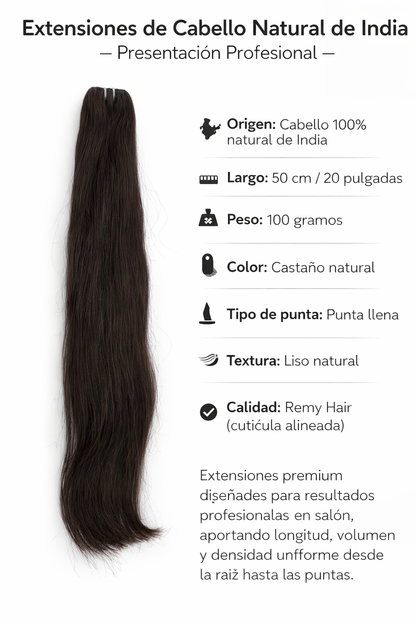 Inizia – Extensiones de Cabello Natural de India Remy Liso Punta Llena