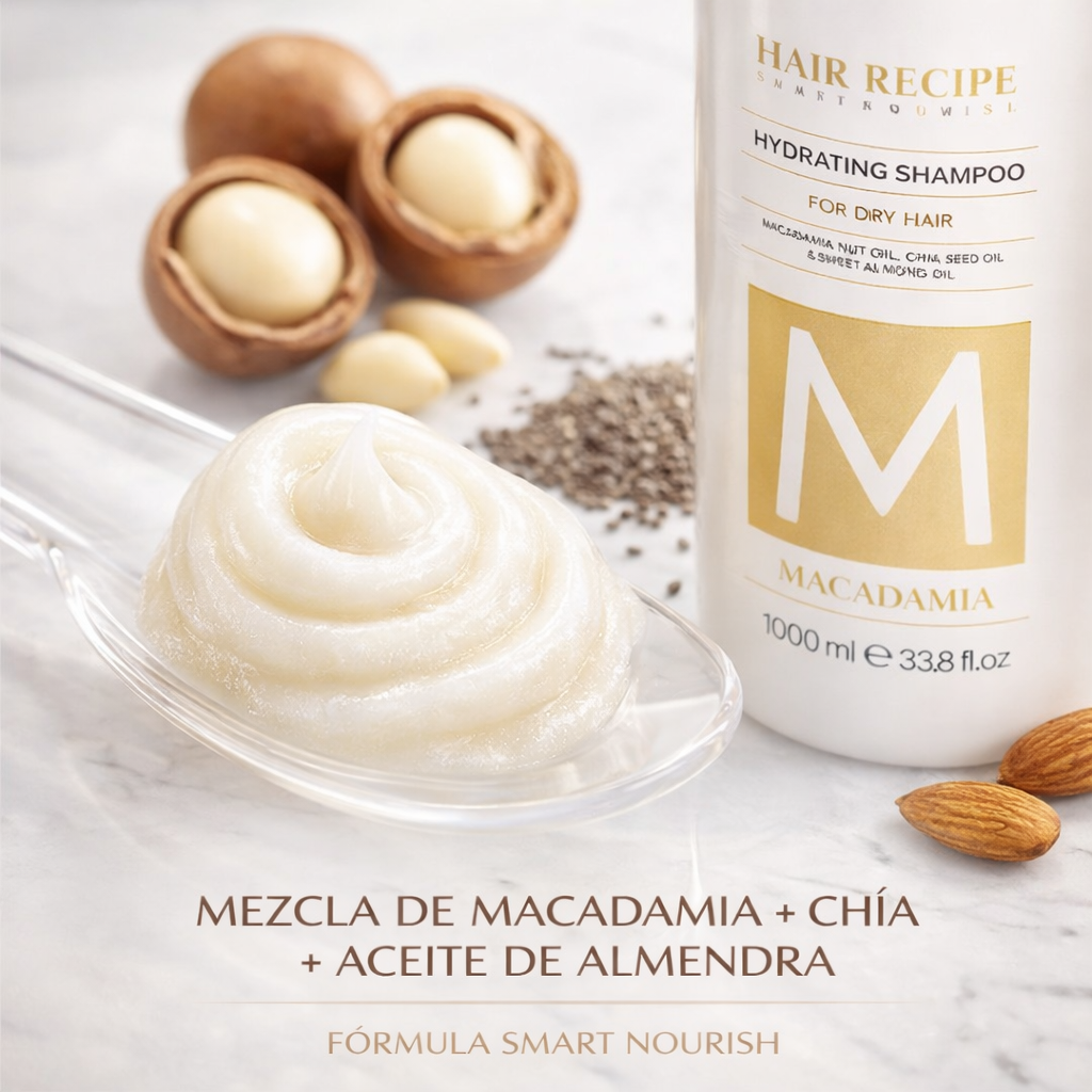 Maxi Look – Champú Hidratante con Macadamia para Cabello Seco 1000ml / 300ml