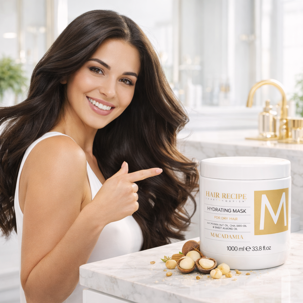 Maxy Look – Mascarilla Capilar Hidratante con Macadamia para Cabello Seco 1000 ml / 300 ml