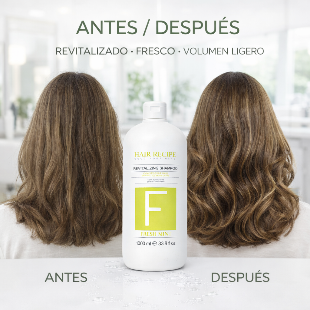 Maxy Look – Champú Revitalizante con Menta, Ginseng y Jalea Real para Limpieza y Energía Capilar 1000ml / 300ml