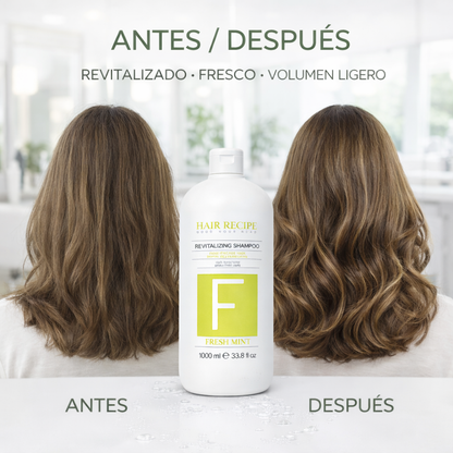 Maxy Look – Champú Revitalizante con Menta, Ginseng y Jalea Real para Limpieza y Energía Capilar 1000ml / 300ml