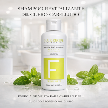 Maxy Look – Champú Revitalizante con Menta, Ginseng y Jalea Real para Limpieza y Energía Capilar 1000ml / 300ml
