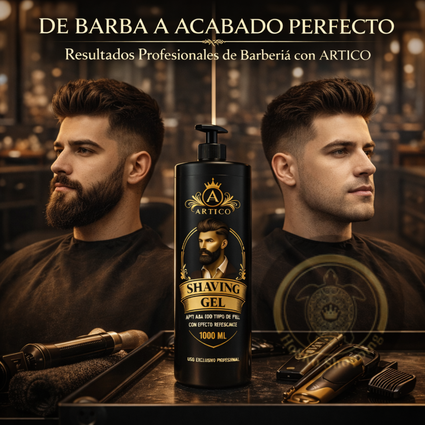 Artico MEN – Gel de Afeitado Profesional Shaver Gel para Barbería (1 L)
