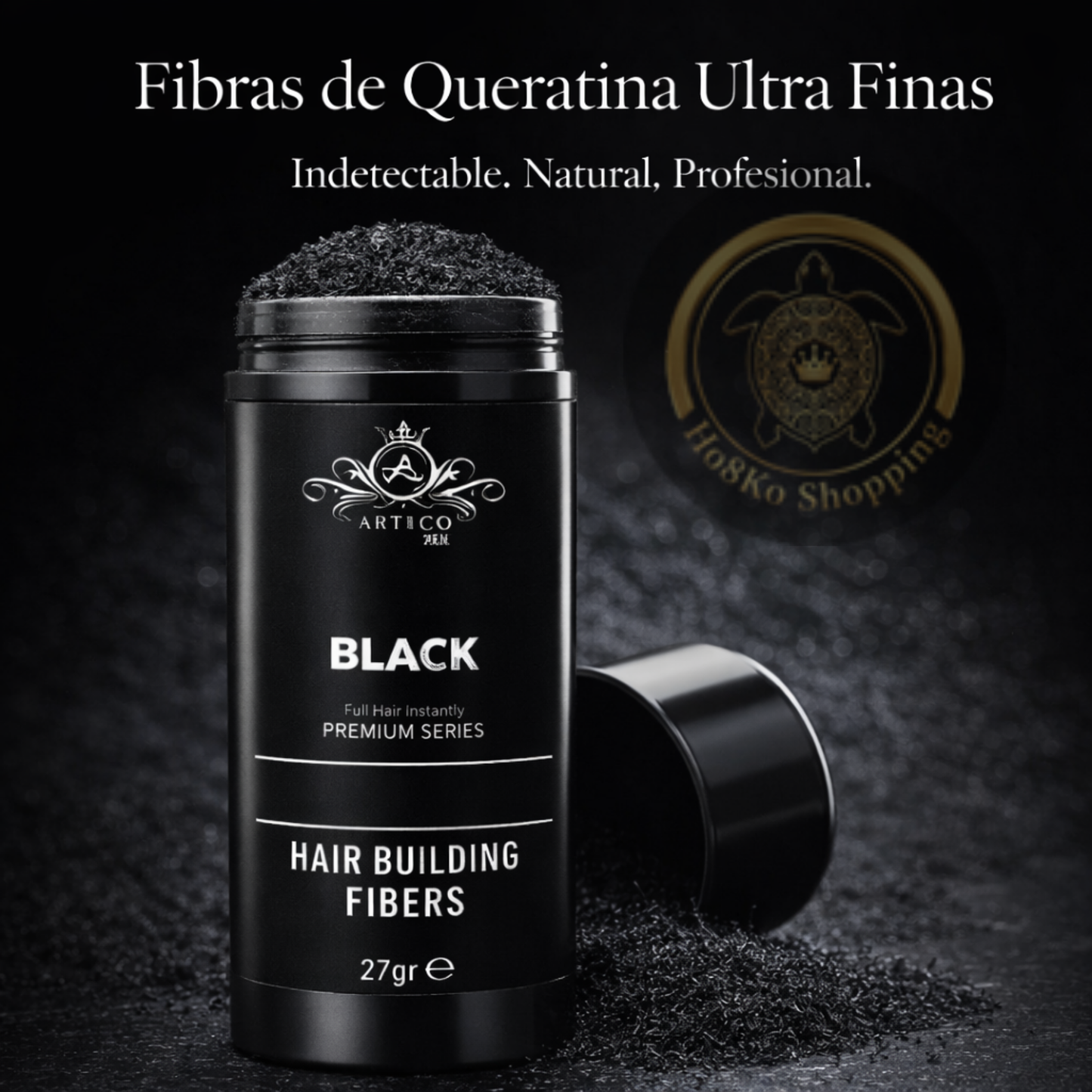 Ártico Men – Fibra Capilar en Polvo Color Negro para Dar Densidad y Cubrir Zonas con Escasez (27 g)