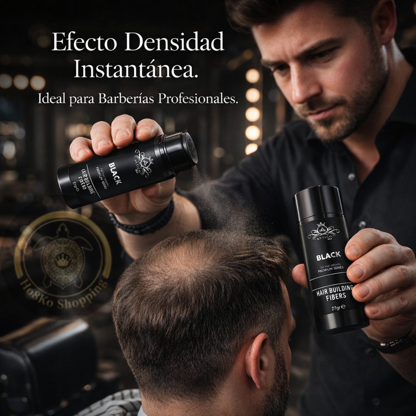 Ártico Men – Fibra Capilar en Polvo Color Negro para Dar Densidad y Cubrir Zonas con Escasez (27 g)