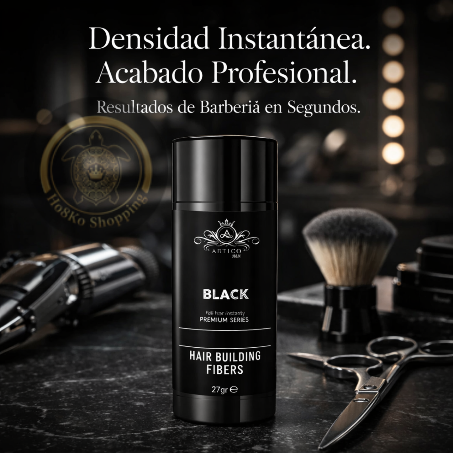 Ártico Men – Fibra Capilar en Polvo Color Negro para Dar Densidad y Cubrir Zonas con Escasez (27 g)