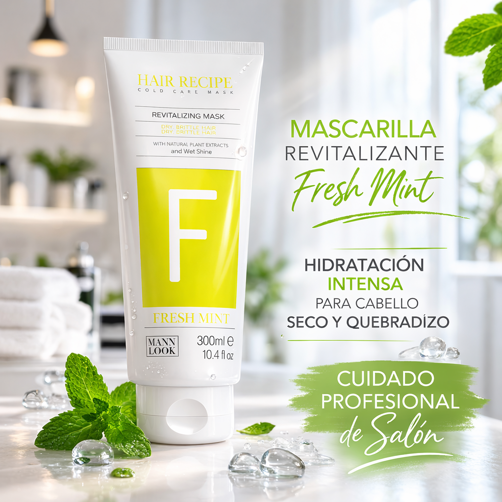 Maxy Look – Mascarilla Capilar Revitalizante con Menta para Cabello Seco y Quebradizo 1000ml