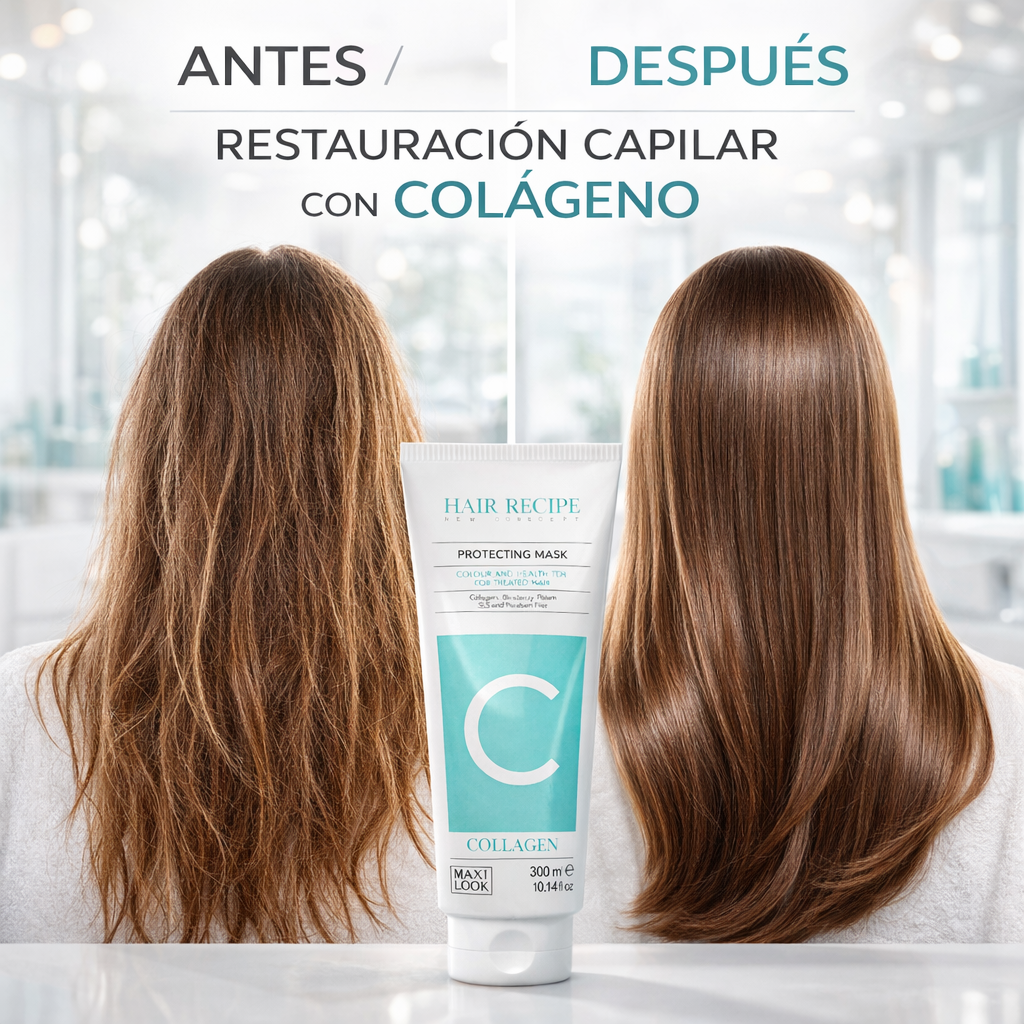 Maxy Look – Mascarilla Capilar con Colágeno y Ácido Hialurónico para Cabello Teñido 1000 ml / 300 ml