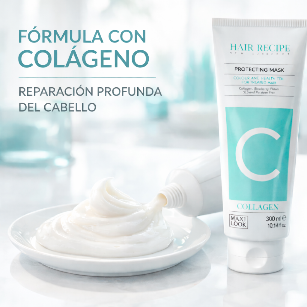Maxy Look – Mascarilla Capilar con Colágeno y Ácido Hialurónico para Cabello Teñido 1000 ml / 300 ml