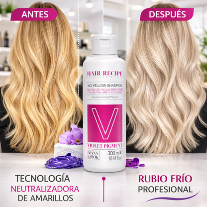 Maxy Look – Champú Antiamarillo con Pigmentos Violetas para Cabello Rubio o Decolorado 1000ml / 300ml