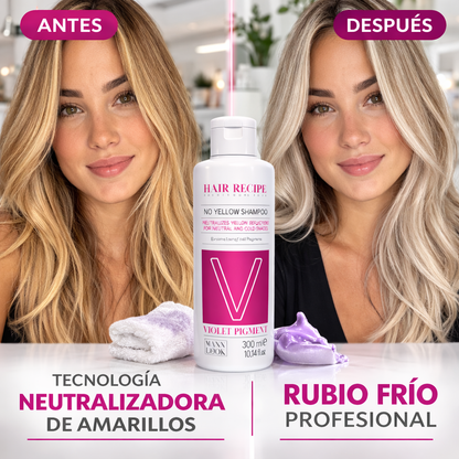 Maxy Look – Champú Antiamarillo con Pigmentos Violetas para Cabello Rubio o Decolorado 1000ml / 300ml