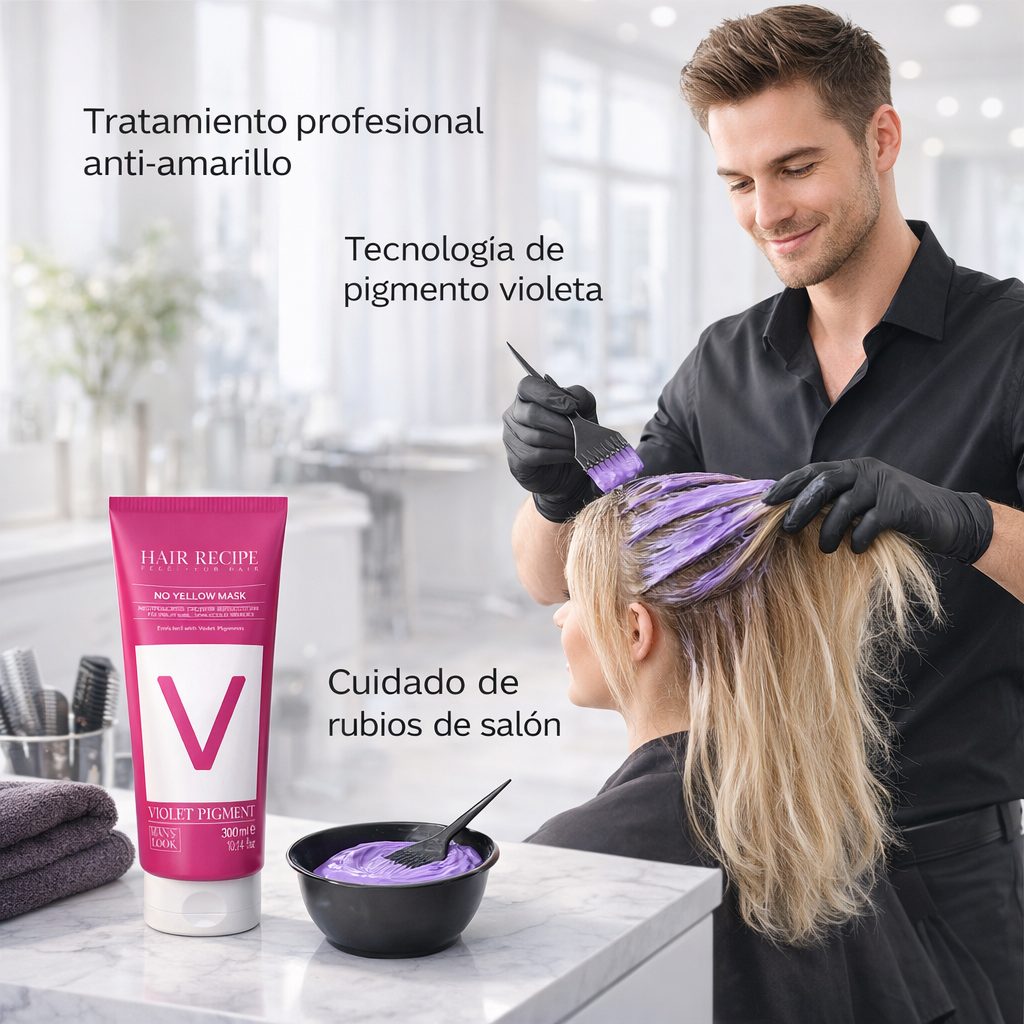 Maxy Look – Mascarilla Capilar Matizante con Pigmento Violeta Antiamarillo para Cabello Rubio o Decolorado 300ml