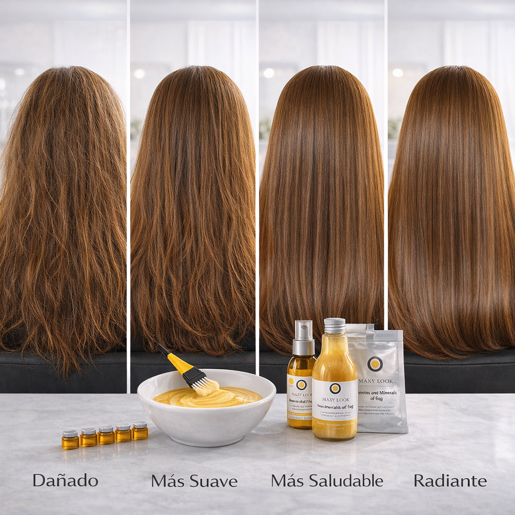 Maxy Look – Kit de Tratamiento Capilar con Proteínas y Minerales de Huevo Reestructurante Profesional