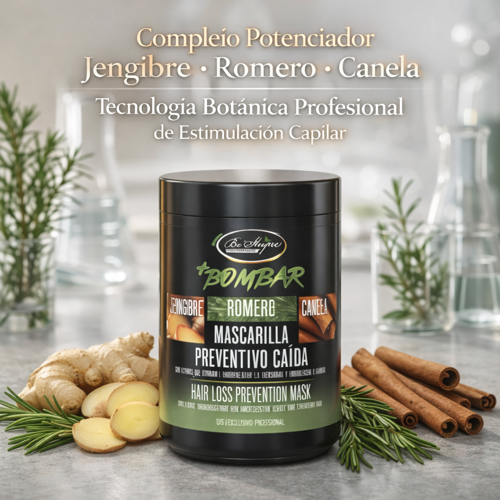 Be’Shyne® - Mascarilla Bombar con Bambú y Jengibre para Cabello con Caída 1L