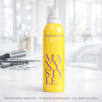 Maxy Look – Espuma Capilar Extreme Mousse Fijación Fuerte y Volumen 250 ml