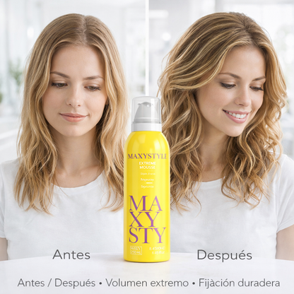 Maxy Look – Espuma Capilar Extreme Mousse Fijación Fuerte y Volumen 250 ml