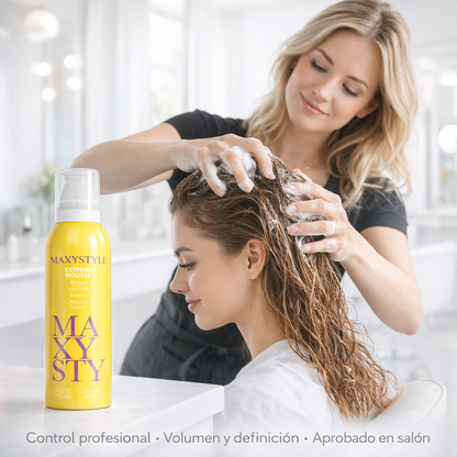 Maxy Look – Espuma Capilar Extreme Mousse Fijación Fuerte y Volumen 250 ml