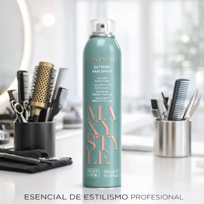 MAXYSTYLE – Spray Capilar Fijación Extrema con Aceite de Aguacate y Macadamia para Peinados Profesionales 300ml