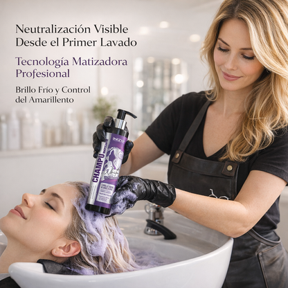 Champú Matizante – Cabellos Blancos, Rubios y Grises