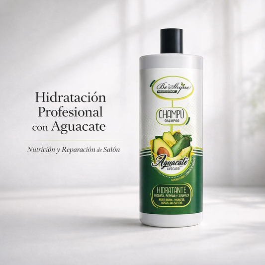 Be Shyne Professional – Champú Hidratante con Aguacate y Aceite de Argán para Cabello Seco y Frágil (1000 ml)