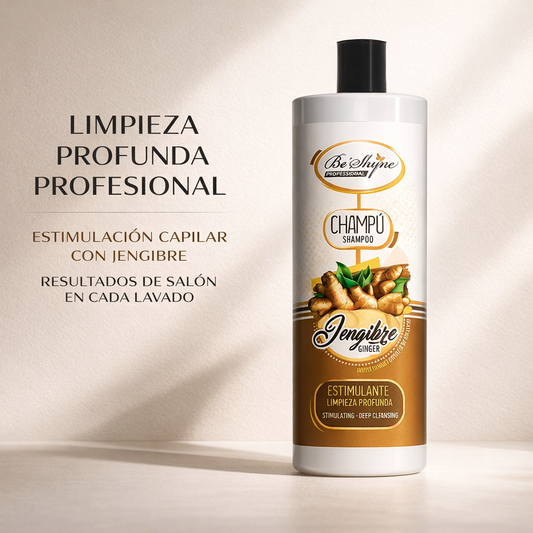 Be Shyne Professional – Champú estimulante con jengibre para crecimiento y fortalecimiento 1000 ml