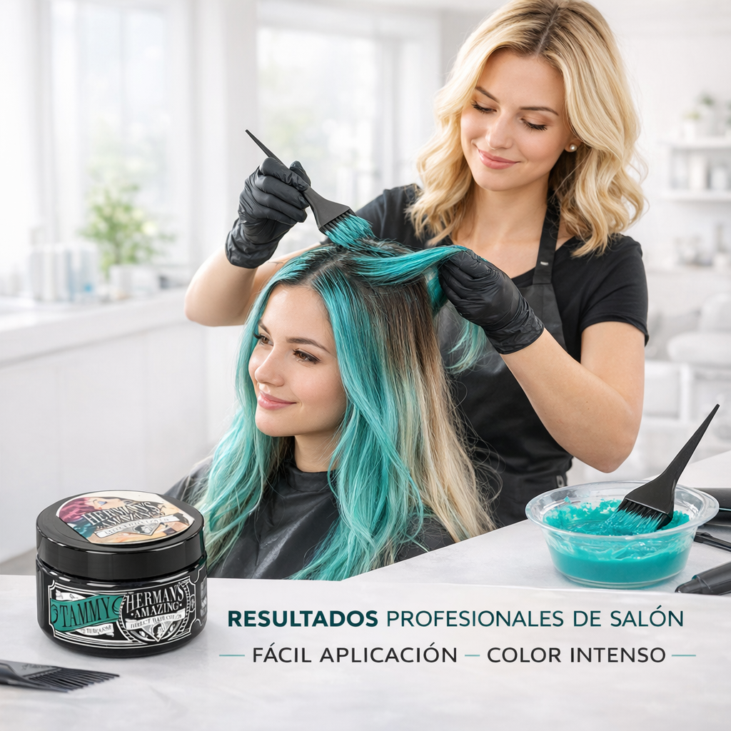 Herman’s Amazing – Mascarilla de color Tammy Turquoise para cabello 125 ml